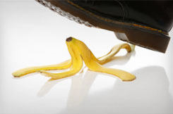 Yes it's a guy about to slip on a bannana.